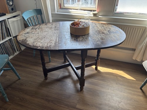 Oval dark wood drop leaf - oval,